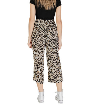 ICHI Beige Viscose Cropped Pants