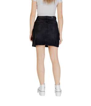 ICHI Black Cotton Mini Skirt