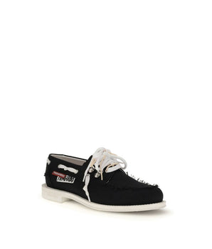 Dsquared² Black Cotton Slip-On Loafers