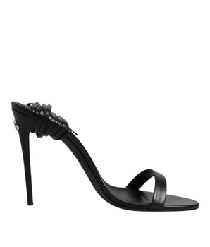 Dolce & Gabbana Black Leather Stiletto Heels Sandals Shoes