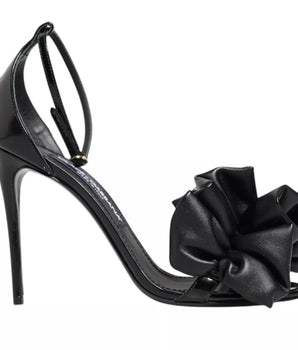Dolce & Gabbana Black Leather Ankle Strap Heel Sandals Shoes