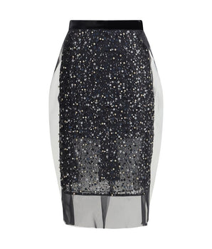 Sacai Black Polyester Midi Skirt