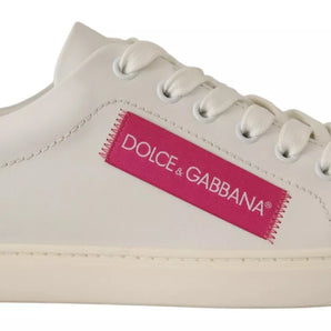 Dolce & Gabbana White Suede Leather Low Top Sneakers Shoes