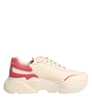 Dolce & Gabbana White Pink Leather Daymaster Sneakers Shoes