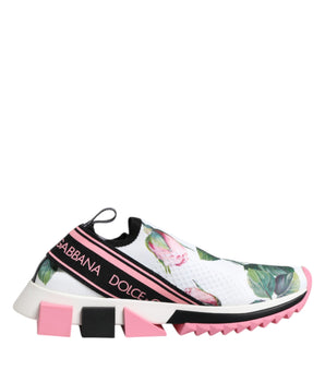Dolce & Gabbana White Rose Print Sorrento Sneakers Shoes