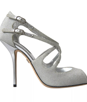 Dolce & Gabbana Silver Shimmers Sandals Heel Pumps Shoes