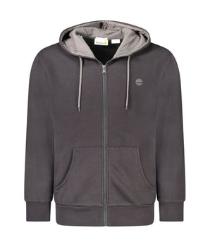 Timberland Black Cotton Men Sweater with Hood and Zip