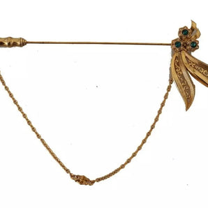 Dolce & Gabbana Gold Tone 925 Sterling Silver Crystal Chain Brooch