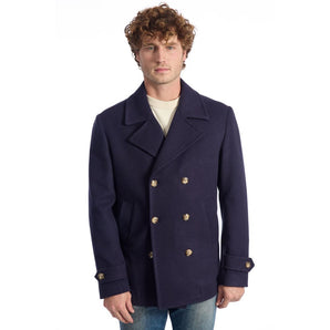 Roberto Pepe Luxury Blue Wool Men's Short Coat