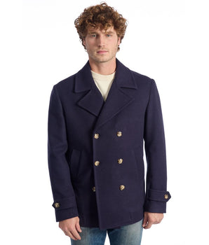 Roberto Pepe Luxury Blue Wool Men's Short Coat