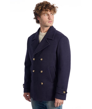 Roberto Pepe Luxury Blue Wool Men's Short Coat