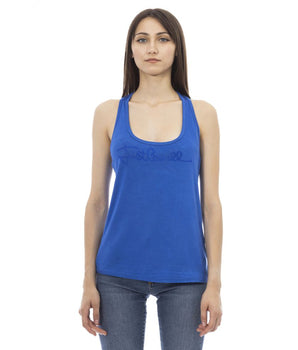 Just Cavalli Blue Viscose Tank Top