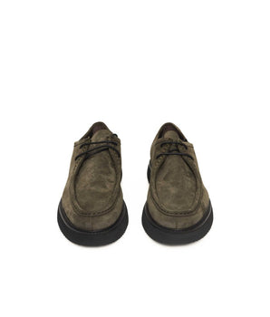 Cerruti 1881 Green Calfskin Men Derby Shoe