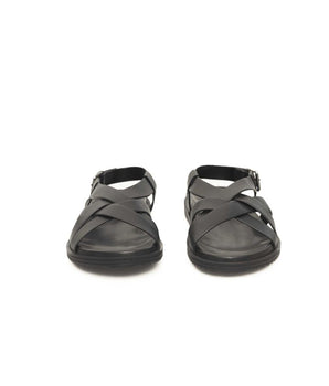 Cerruti 1881 Black Leather Men Sandal