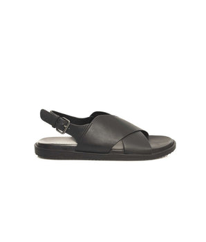 Cerruti 1881 Black Leather Men Sandal