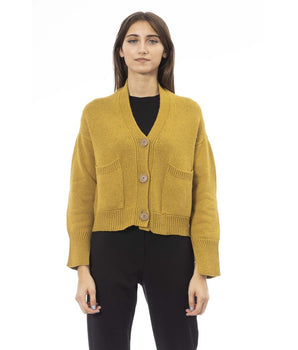 Alpha Studio Yellow Merino Wool Women Cardigan