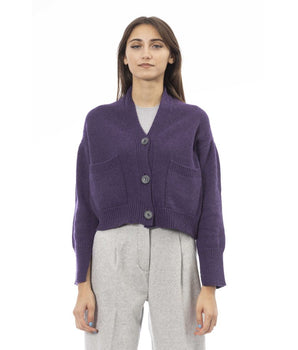 Alpha Studio Purple Merino Wool Women Cardigan