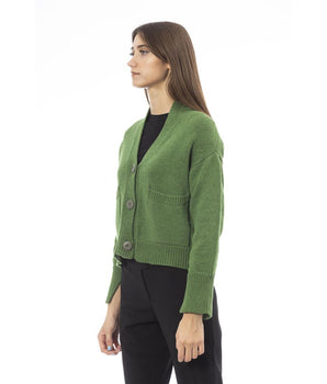 Alpha Studio Green Merino Wool Women Cardigan
