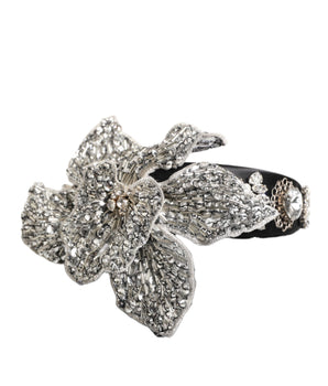 Dolce & Gabbana Black Hair Flower Crystal LIMONI Women Headband Diadem
