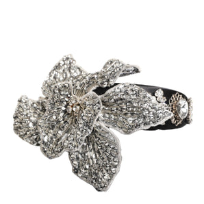 Dolce & Gabbana Black Hair Flower Crystal LIMONI Women Headband Diadem
