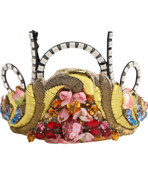 Dolce &amp; Gabbana Gold Brass Crystal Embellished Headpiece Crown Diadem Tiara