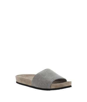 Brunello Cucinelli Brown Calf Leather Bos Taurus Flat Sandals