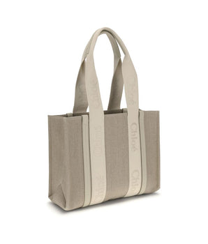 Chloé Beige Linen Shoulder Bag