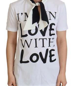 Dolce & Gabbana White Cotton LOVE Print Top Blouse T-shirt