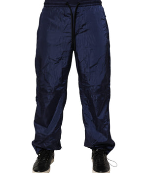 Dolce & Gabbana Blue Nylon Straight Jogger Sweatpants Pants