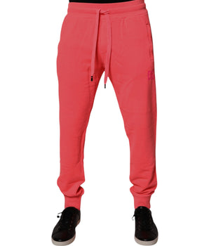 Dolce & Gabbana Neon Red Cotton Jogger Men Sweatpants Pants