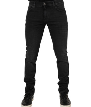Dolce & Gabbana Black Cotton Skinny Men Denim Trouser Jeans