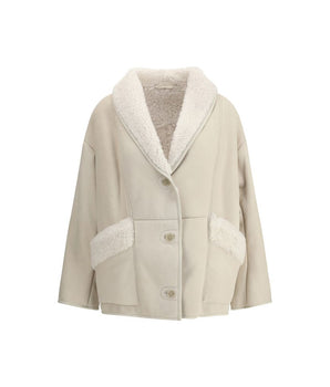 Salvatore Santoro Cream Leather Coat
