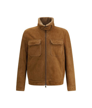 Salvatore Santoro Brown Leather Shell Jacket