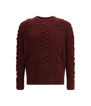 Alexander McQueen Bordeaux Fur Cashmere Sweater