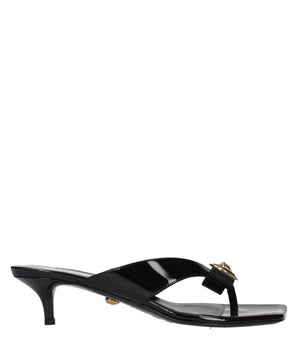 Versace Black Leather Stiletto Heel Sandals