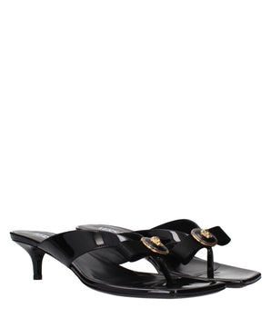 Versace Black Leather Stiletto Heel Sandals