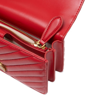 PINKO Red Leather Love One Mini Shoulder Bag