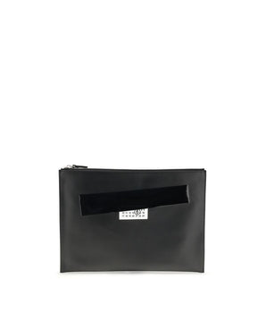 MM6 Black Calf Leather Bos Taurus Clutch Bag