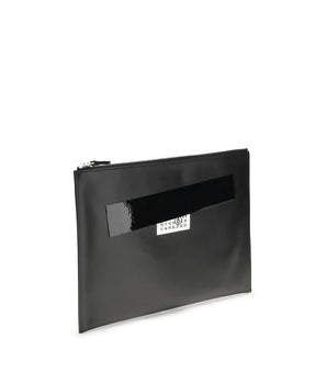 MM6 Black Calf Leather Bos Taurus Clutch Bag
