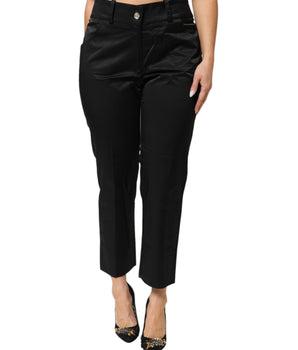 BENCIVENGA Black Cotton Blend Cropped Straight Leg Pants