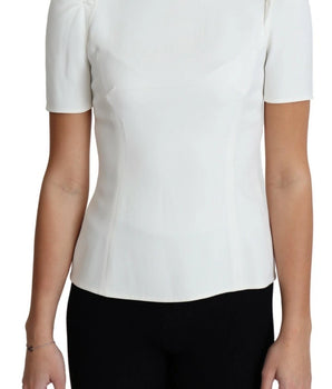 Dolce & Gabbana White Viscose Acetate Short Sleeve Blouse Top