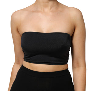 Dolce & Gabbana Black Nylon Blend Bandeau Strapless Tube Top