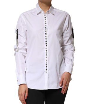 Dolce &amp; Gabbana White Crystal Embellished Dress Shirt