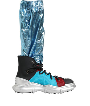 Dolce & Gabbana Blue Lace Up Over The Knee Socks Men Boots Shoes