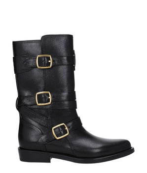 Celine Black Leather Flat Boots