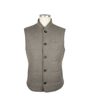 Made in Italy Brown Wool Sleveless Jacket