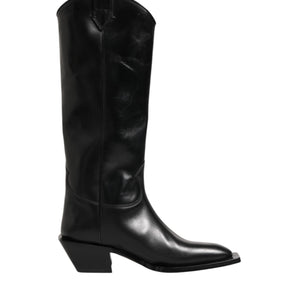 Dolce & Gabbana Black Leather Over The Calf Biker Boots Shoes