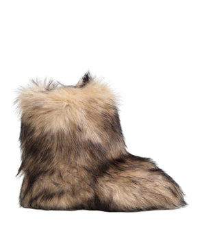 Dolce & Gabbana Brown Faux Skim Ski Fur Men Short Boots Shoes