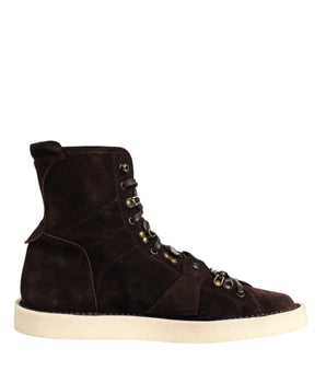 Dolce & Gabbana Brown Suede Lace Up Ankle Short Boots Shoes