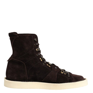 Dolce & Gabbana Brown Suede Lace Up Ankle Short Boots Shoes